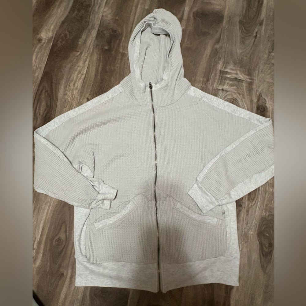 Gray Hooded Zip-Up Sweater